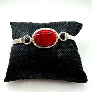 Sterling silver and red jasper hinge bracelet!